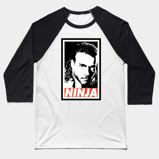 Ninja Van Damme Baseball T-Shirt by Nerd_art